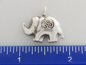 1 of Karen Hill Tribe Silver Ohm imprinted Elephant Charm, 19x22 mm, (8084-TH)