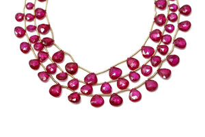 Natural Red Quartz Faceted Heart Drops, 5-7 mm, Rich Color, Quartz Gemstone Beads, (RQZ-HRT-5-7)(420)
