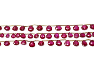 Natural Red Quartz Faceted Heart Drops, 5-7 mm, Rich Color, Quartz Gemstone Beads, (RQZ-HRT-5-7)(420)