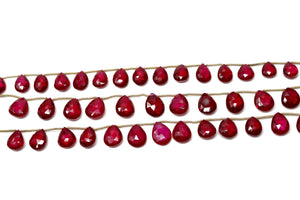 Natural Red Quartz Faceted Pear Drops, 8x11-10x15 mm, Rich Color, Quartz Gemstone Beads, (RQZ-PR-8x11-10x15)(421)