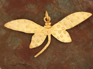 Sterling Silver Vermeil Artisan Dragonfly Pendant with granulation, (AF-491)