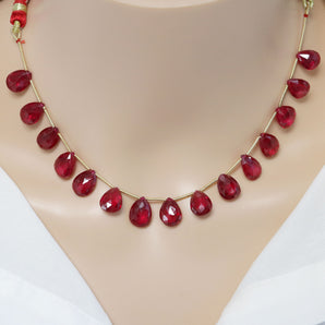 Natural Red Quartz Faceted Pear Drops, 8x11-10x15 mm, Rich Color, Quartz Gemstone Beads, (RQZ-PR-8x11-10x15)(421)