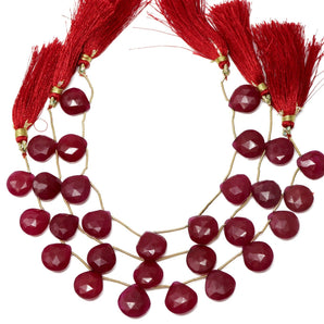Natural Ruby Faceted Heart Drops, 13-14 mm, Rich Color, (RBY-HRT-13-14)(424)