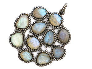 Pave Diamond Labradorite Pendant -- DLB-008 - Beadspoint