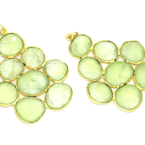 Gold Plated Phrenite Fancy Pendant, 41X35 mm, (FLR-1152) - Beadspoint