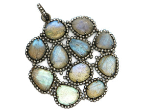 Pave Diamond Labradorite Pendant -- DLB-008 - Beadspoint