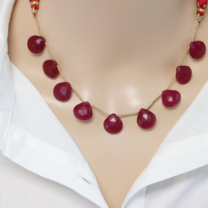 Natural Ruby Faceted Heart Drops, 13-14 mm, Rich Color, (RBY-HRT-13-14)(424)