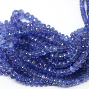 Tanzanite Faceted Roundels, 4-9 mm (TZNT-4-9) - Beadspoint