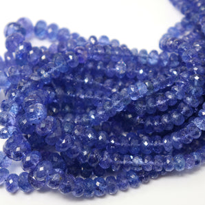 Tanzanite Faceted Roundels, 4-9 mm (TZNT-4-9) - Beadspoint