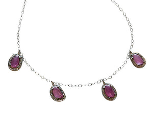 Pave Diamond Ruby Charm Necklace, (DNK-026)
