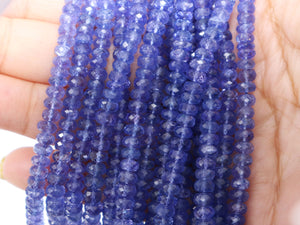 Tanzanite Faceted Roundels, 4-7 mm (TZNT-4-7) - Beadspoint