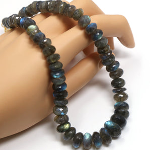 Labradorite Faceted Large Roundels Finished necklace (Lab-8-12) - Beadspoint