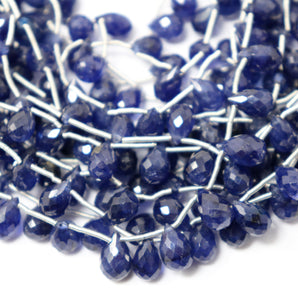 Blue Sapphire Faceted Drops 5 x 9 mm (BSPH-5X9) - Beadspoint