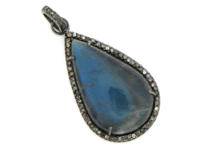 Pave Diamond Labradorite Pendant, (DLB-032) - Beadspoint