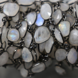 Rainbow Moonstone Fancy Bezel Chain, (BC-RNB-235) - Beadspoint