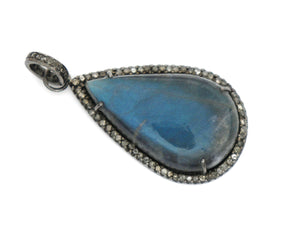 Pave Diamond Labradorite Pendant, (DLB-032) - Beadspoint