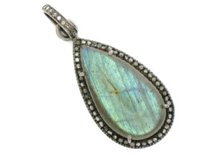 Pave Diamond Labradorite Pendant, (DLB-035) - Beadspoint