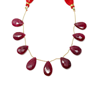 Natural Ruby Faceted Pear Drops, 13x18-14x20 mm, Rich Color, Ruby Gemstone Beads, (RBY-PR-13x18-14x20)(430)