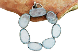 Sterling Silver Aquamarine Fancy Artisan Handcrafted Pendant, (SP-5574)