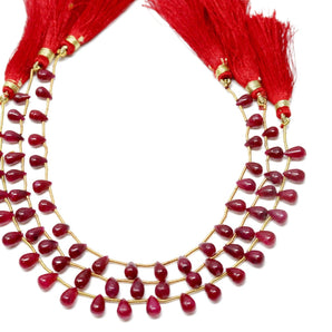 Natural Ruby Smooth Tear Drops, 4x6-5x7 mm, Rich Color, Ruby Gemstone Beads, (RBY-STR-4x6-5x7)(433)