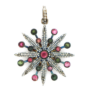 Pave Diamond Natural Tourmaline Stardust Pendant -- DTM-7003 - Beadspoint