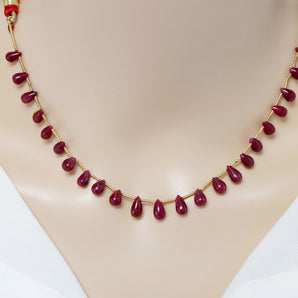 Natural Ruby Smooth Tear Drops, 4x6-5x7 mm, Rich Color, Ruby Gemstone Beads, (RBY-STR-4x6-5x7)(433)