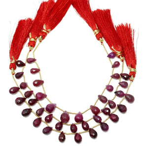 Natural Ruby Faceted Tear Drops, 6x9 mm, Rich Color, Ruby Gemstone Beads, (RBY-TR-6x9)(434)