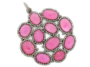 Pave Diamond Ruby Lotus Pendant -- DRB-7015 - Beadspoint