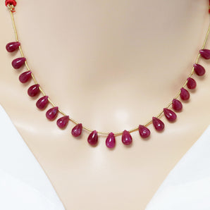 Natural Ruby Smooth Tear Drops, 5x8-6x9 mm, Rich Color, Ruby Gemstone Beads, (RBY-STR-5x8-6x9)(436)