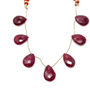 Natural Ruby Faceted Pear Drops, 14x20-16x22 mm, Rich Color, Ruby Gemstone Beads, (RBY-PR-14x20-16x22)(437)