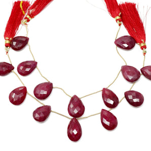 Natural Ruby Faceted Pear Drops, 14x20-16x22 mm, Rich Color, Ruby Gemstone Beads, (RBY-PR-14x20-16x22)(437)
