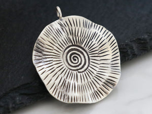 1 of Karen Hill Tribe Silver Large Swirl Wavy Pendant, 35 mm, (8098-TH)