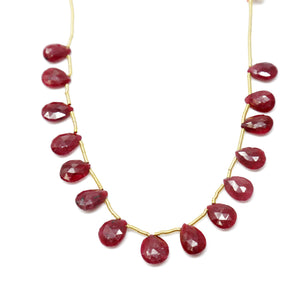 Natural Ruby Faceted Pear Drops, 7x9-8x10 mm, Rich Color, Ruby Gemstone Beads, (RBY-PR-7x9-8x10)(438)