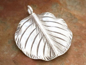 1 of Karen Hill Tribe Silver Large Leaf Pendant, 25x30 mm, (8100-TH)