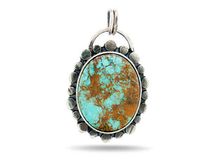 Sterling Silver Turquoise Artisan Handcrafted Flower Pendant, (SP-5579)