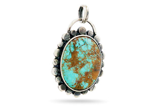 Sterling Silver Turquoise Artisan Handcrafted Flower Pendant, (SP-5579)