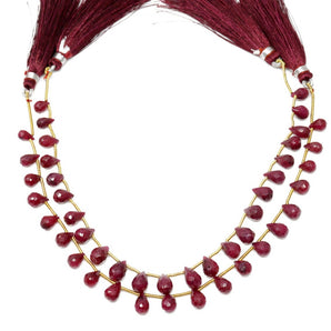Natural Ruby Faceted Tear Drops, 5x7-5x8 mm, Rich Color, Ruby Gemstone Beads, (RBY-TR-5x7-8)(440)