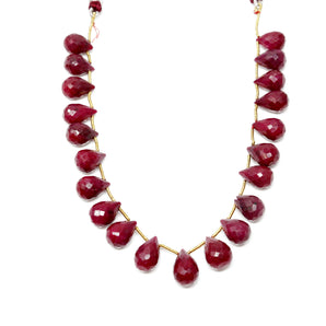 Natural Ruby Faceted Tear Drops, 8x11-9x14 mm, Rich Color, Ruby Gemstone Beads, (RBY-TR-8x11-9x14)(441)