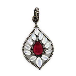 Pave Diamond Ruby Pendant, (DRB-7030) - Beadspoint