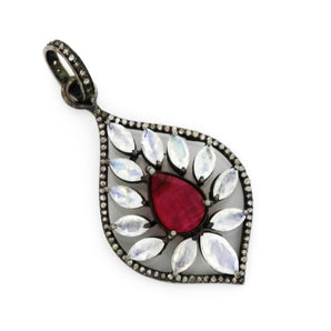 Pave Diamond Ruby Pendant, (DRB-7030) - Beadspoint