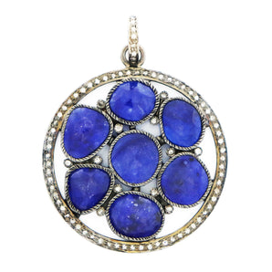 Pave Diamond Sapphire Circle Pendant, (DSP-7032) - Beadspoint