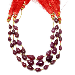 Natural Ruby Faceted Drops, 5x8-8x11 mm, Rich Color, Ruby Gemstone Beads, (RBY-SDTR-5x8-8x11)(442)