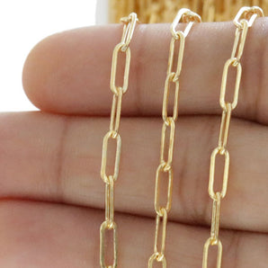 14K Gold Filled heavy Flat paperclip chain, 3x8.5 mm, (GF-038)