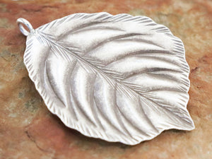 1 of Karen Hill Tribe Silver Large Leaf Pendant, 35x49 mm, (TH-8103)