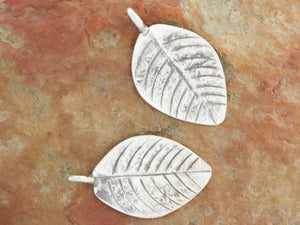 2 of Karen Hill Tribe Silver Flat Leaf Charm, 25x14 mm, (TH-8106)
