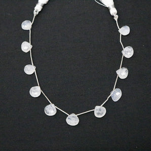 Natural Rainbow Moonstone Faceted Heart Drops, 8-9 mm, Blue Flash, (RNM-HRT-8-9)(444)
