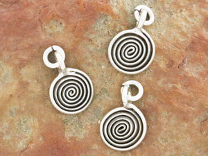 3 of Karen Hill Tribe Silver Swirl Charm,10 mm, (TH-8110)