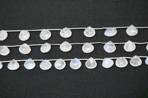 Natural Rainbow Moonstone Faceted Heart Drops, 8-9 mm, Blue Flash, (RNM-HRT-8-9)(444)