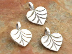 2 of Karen Hill Tribe Silver Heart Leaf Charm, 11 mm, (TH-8112)