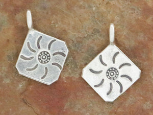 2 of Karen Hill Tribe Silver Flat Diamond Sun Charms, 13 mm, (TH-8115)